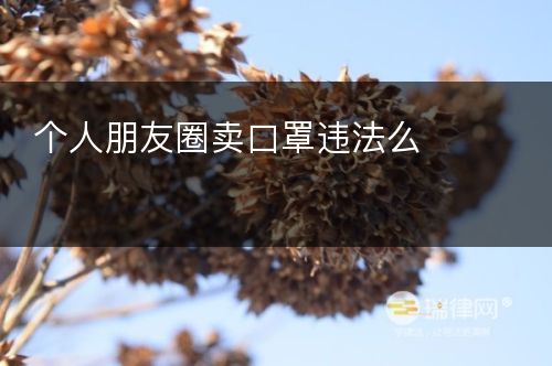 个人朋友圈卖口罩违法么