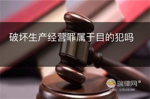 破坏生产经营罪属于目的犯吗