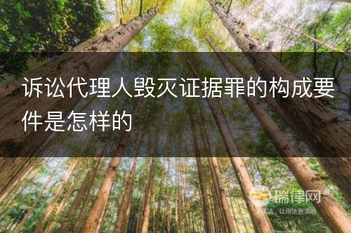 诉讼代理人毁灭证据罪的构成要件是怎样的