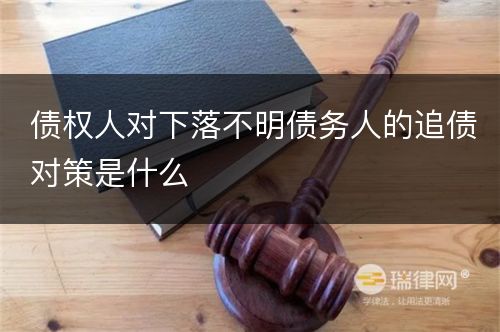 债权人对下落不明债务人的追债对策是什么