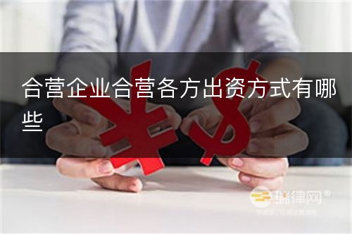 合营企业合营各方出资方式有哪些