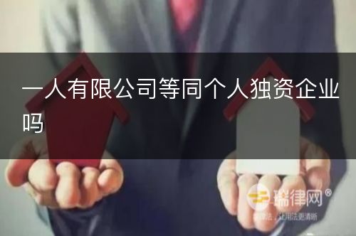 一人有限公司等同个人独资企业吗